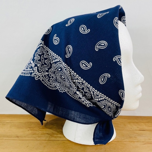 Navy Blue and White Bandana - Picture 6 of 12